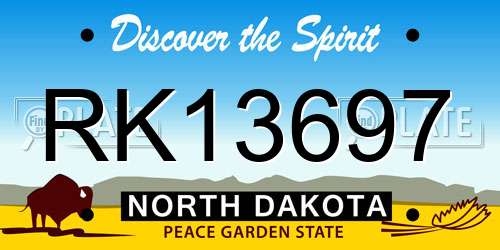 RK13697 North Dakota License Plate