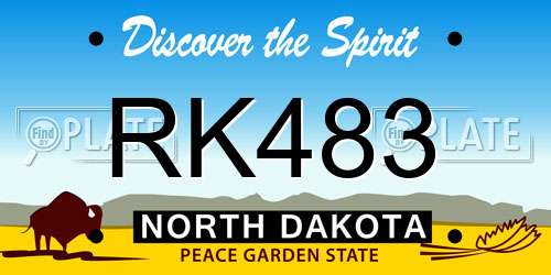 RK483 North Dakota License Plate