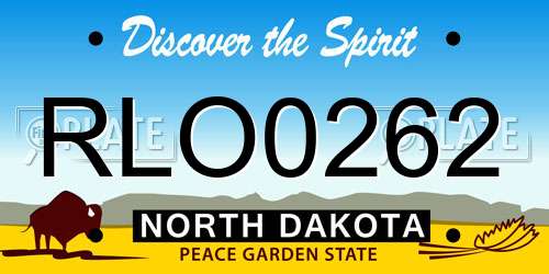 RLO0262 North Dakota License Plate