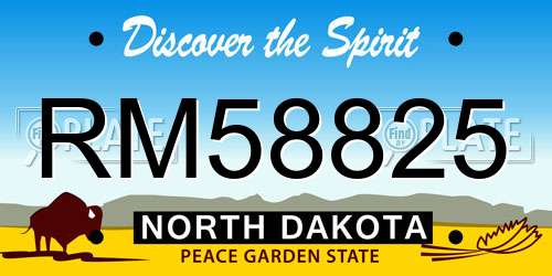 RM58825 North Dakota License Plate