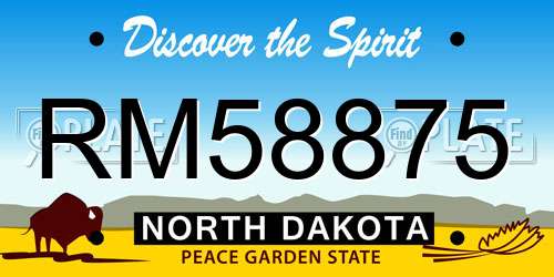 RM58875 North Dakota License Plate