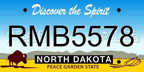 RMB5578 North Dakota License Plate