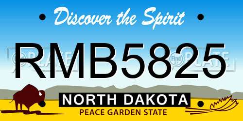 RMB5825 North Dakota License Plate