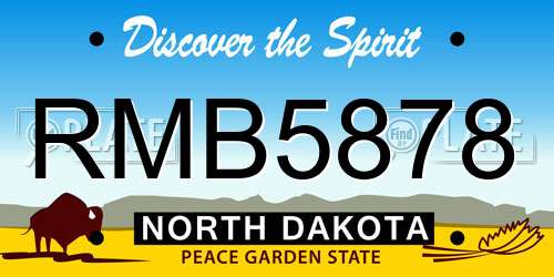 RMB5878 North Dakota License Plate