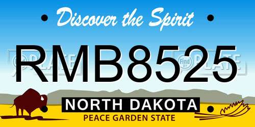 RMB8525 North Dakota License Plate