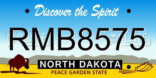 RMB8575 North Dakota License Plate