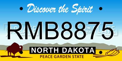 RMB8875 North Dakota License Plate