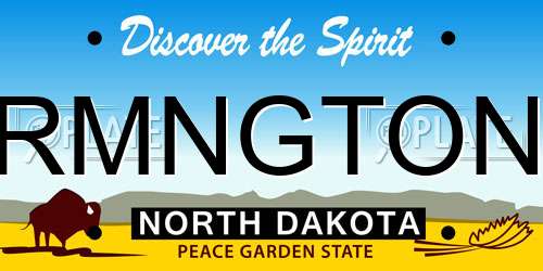RMNGTON North Dakota License Plate