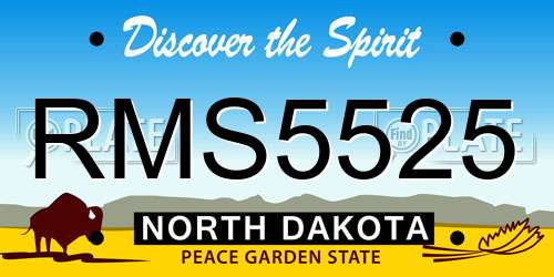 RMS5525 North Dakota License Plate