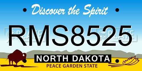 RMS8525 North Dakota License Plate