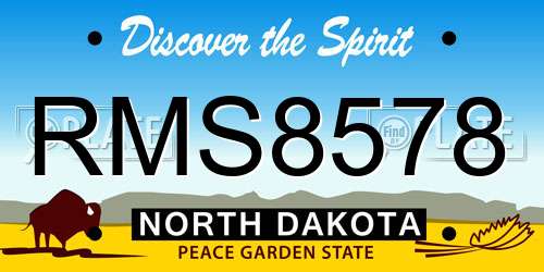 RMS8578 North Dakota License Plate