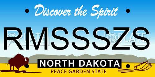 RMSSSZS North Dakota License Plate