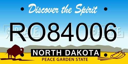 RO84006 North Dakota License Plate