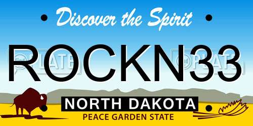 ROCKN33 North Dakota License Plate