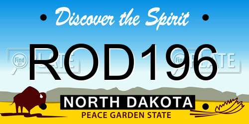 ROD196 North Dakota License Plate