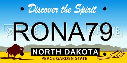 RONA79 North Dakota License Plate