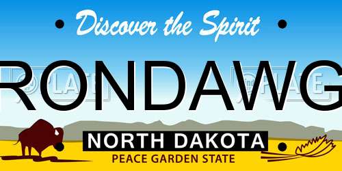 RONDAWG North Dakota License Plate