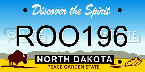 ROO196 North Dakota License Plate