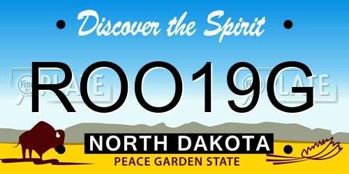 ROO19G North Dakota License Plate