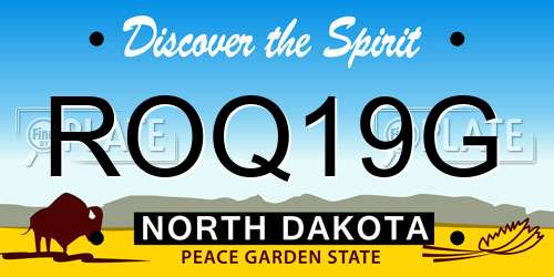 ROQ19G North Dakota License Plate
