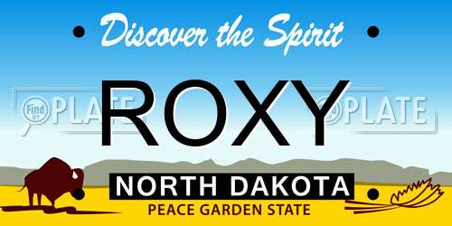 ROXY North Dakota License Plate