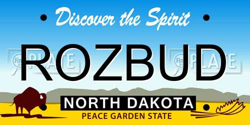ROZBUD North Dakota License Plate