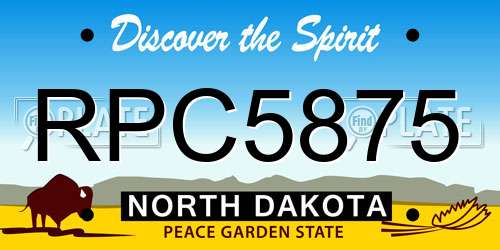 RPC5875 North Dakota License Plate