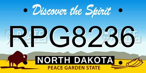 RPG8236 North Dakota License Plate