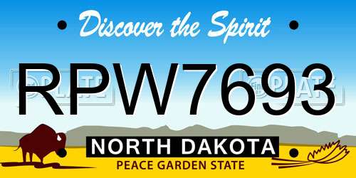 RPW7693 North Dakota License Plate