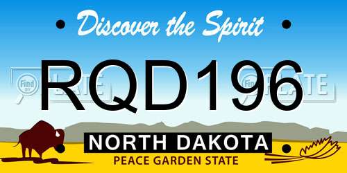 RQD196 North Dakota License Plate