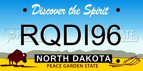 RQDI96 North Dakota License Plate
