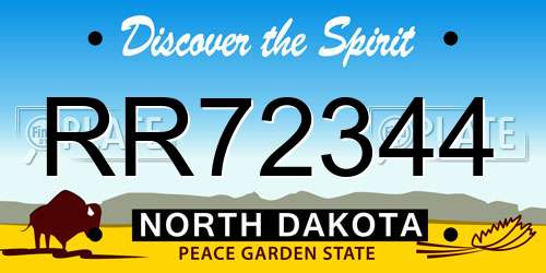 RR72344 North Dakota License Plate