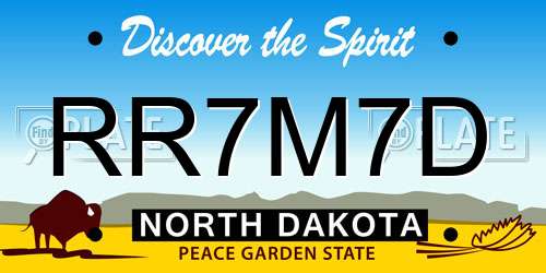 RR7M7D North Dakota License Plate