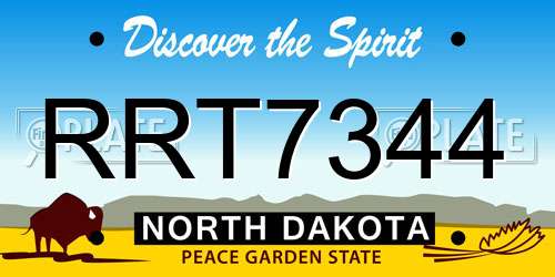 RRT7344 North Dakota License Plate
