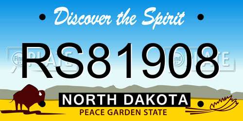 RS81908 North Dakota License Plate