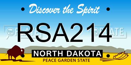 RSA214 North Dakota License Plate