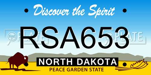 RSA653 North Dakota License Plate