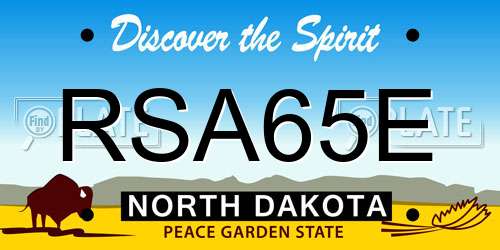 RSA65E North Dakota License Plate