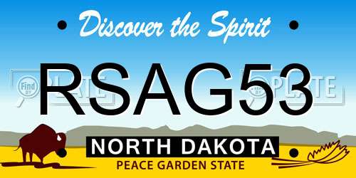 RSAG53 North Dakota License Plate