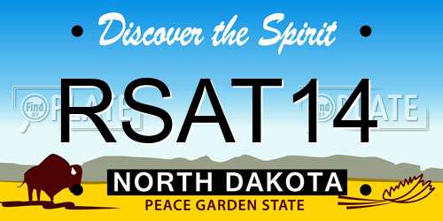RSAT14 North Dakota License Plate