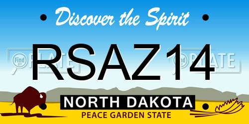 RSAZ14 North Dakota License Plate