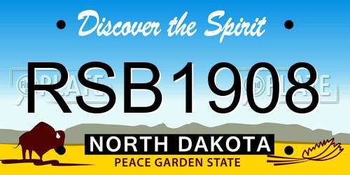 RSB1908 North Dakota License Plate