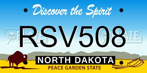 RSV508 North Dakota License Plate