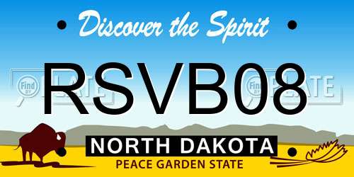 RSVB08 North Dakota License Plate