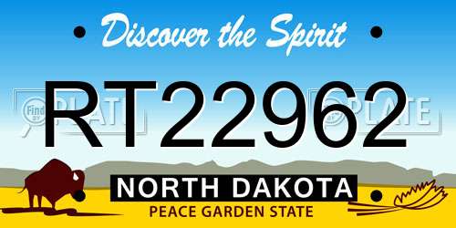 RT22962 North Dakota License Plate