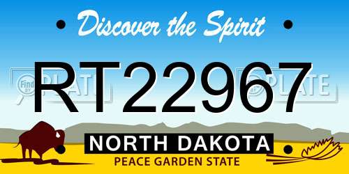 RT22967 North Dakota License Plate
