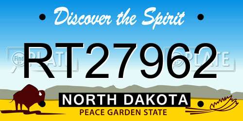 RT27962 North Dakota License Plate