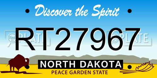 RT27967 North Dakota License Plate