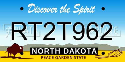 RT2T962 North Dakota License Plate