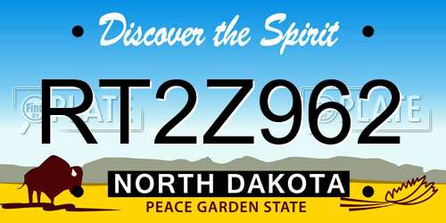 RT2Z962 North Dakota License Plate